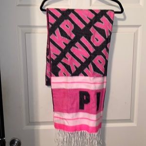 Oversized pink scarf with fringe